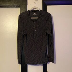 Rock & Republic Black Long Sleeve Henley Shirt